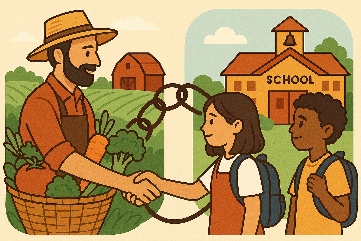 Lien fort entre les enfants, écoles et producteurs